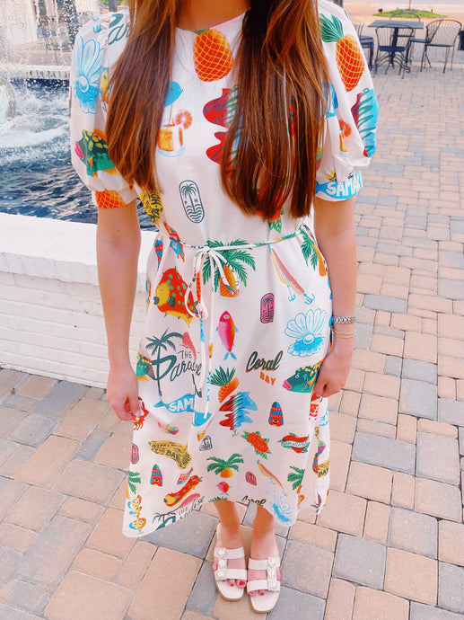 Resort Print Midi Dress