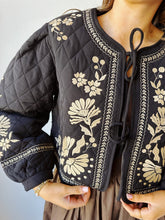 Load image into Gallery viewer, Embroidered Quilted Jacket- Black