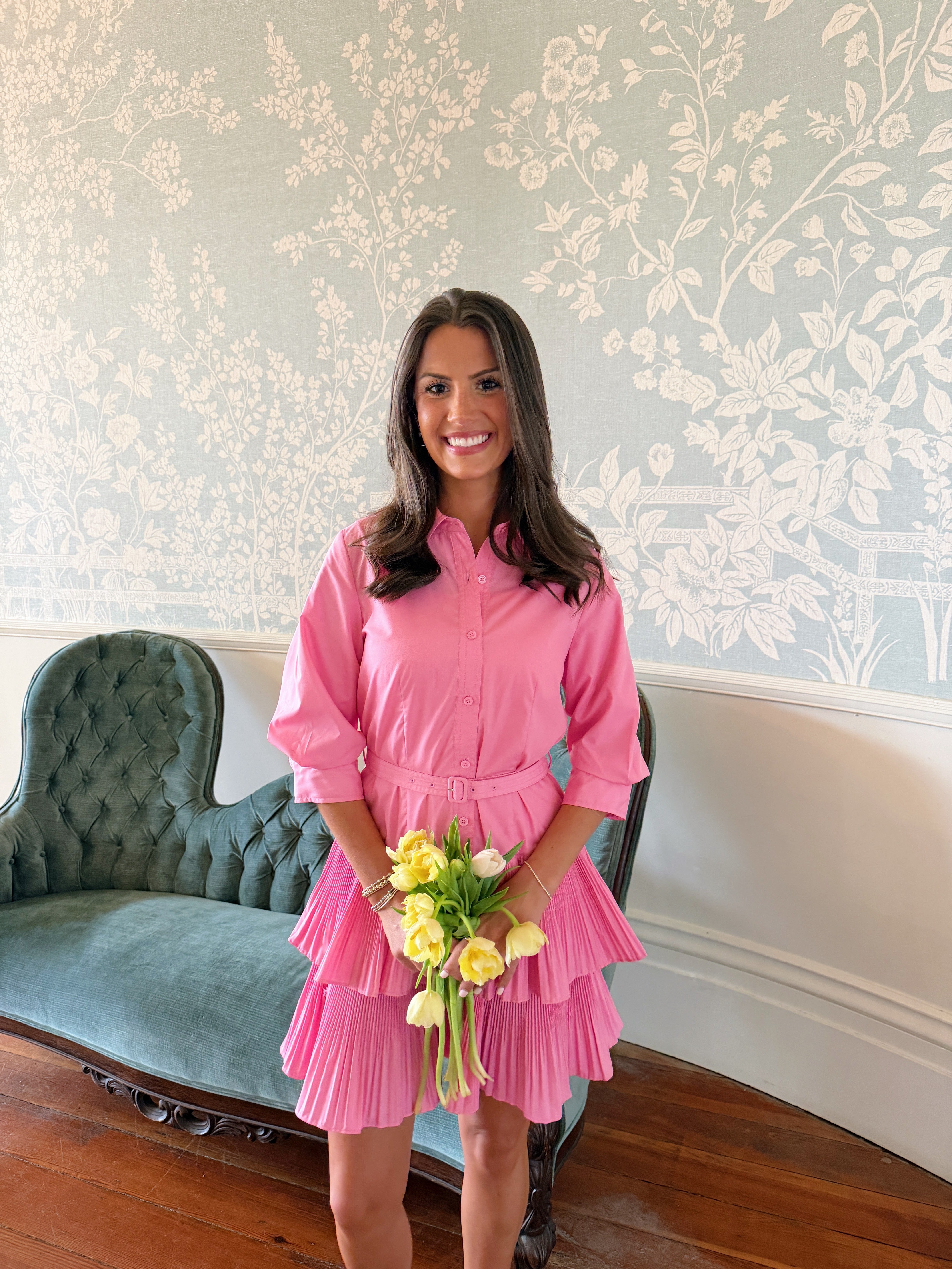 Candy Pink Tiered Mini Dress