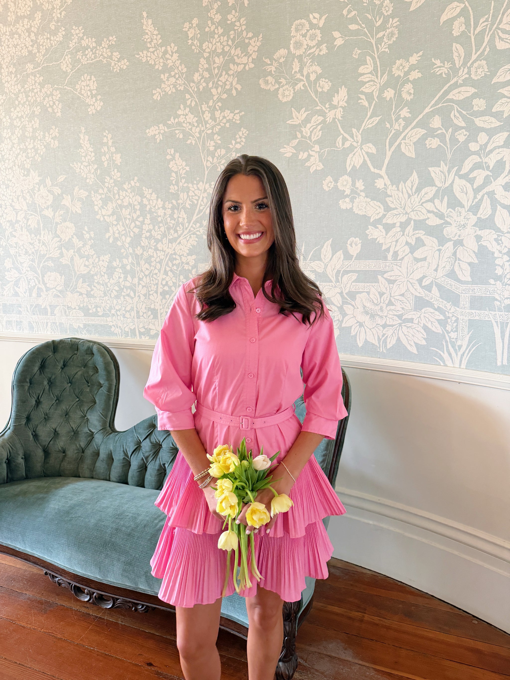 Candy Pink Tiered Mini Dress