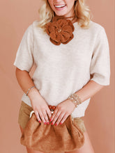 Load image into Gallery viewer, Suede Statement Flower- Camel