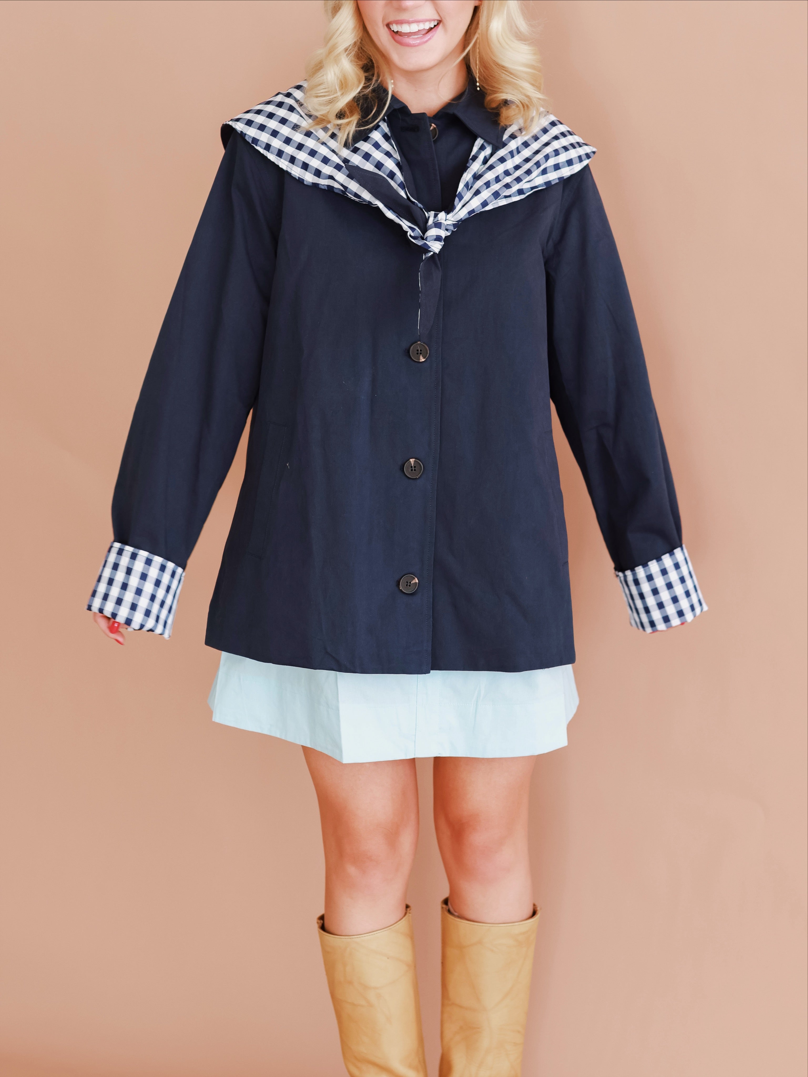 Raisonnel Gingham Scarf Detail Jacket
