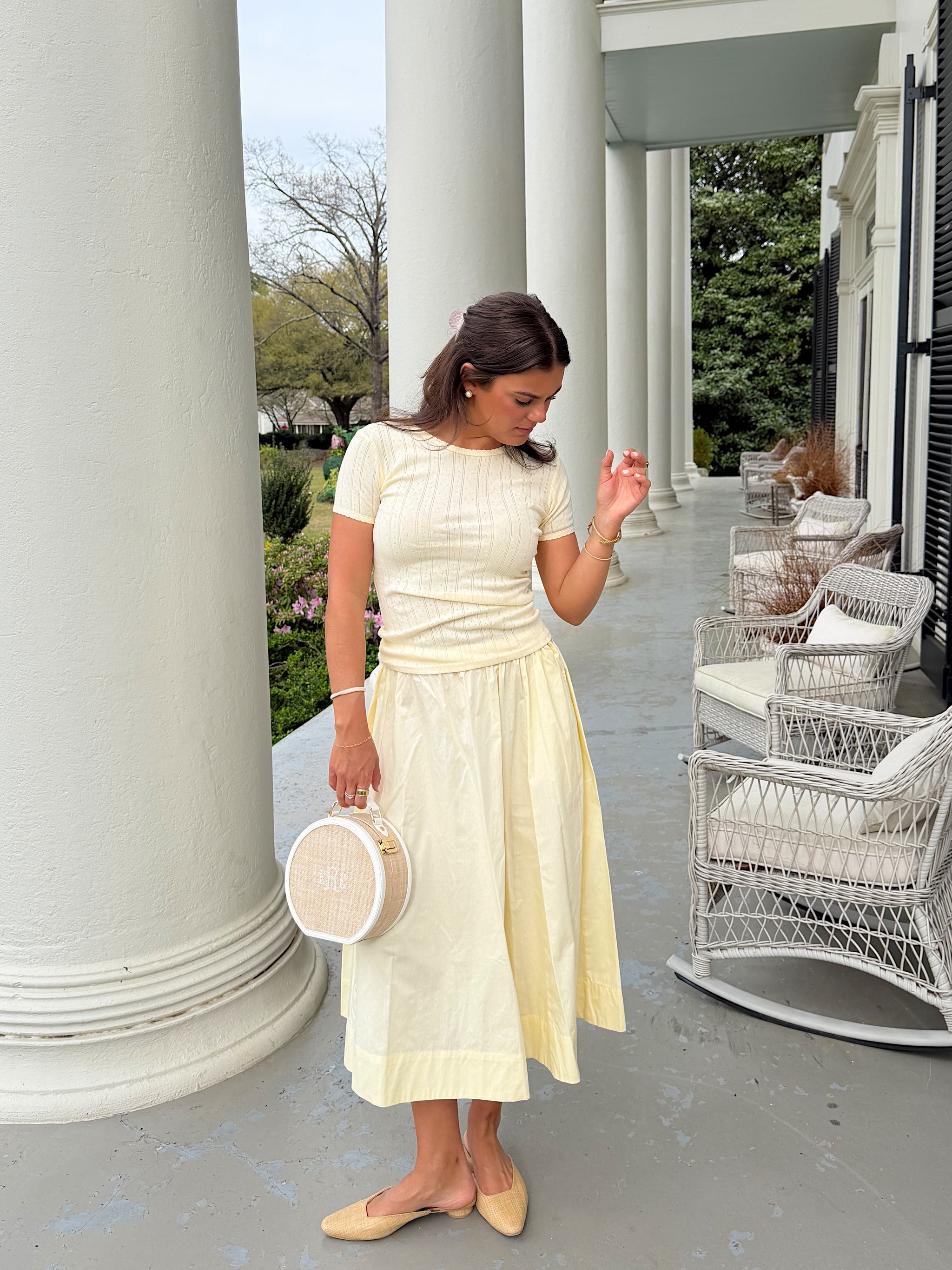 Pointelle Baby Tee- Butter Yellow