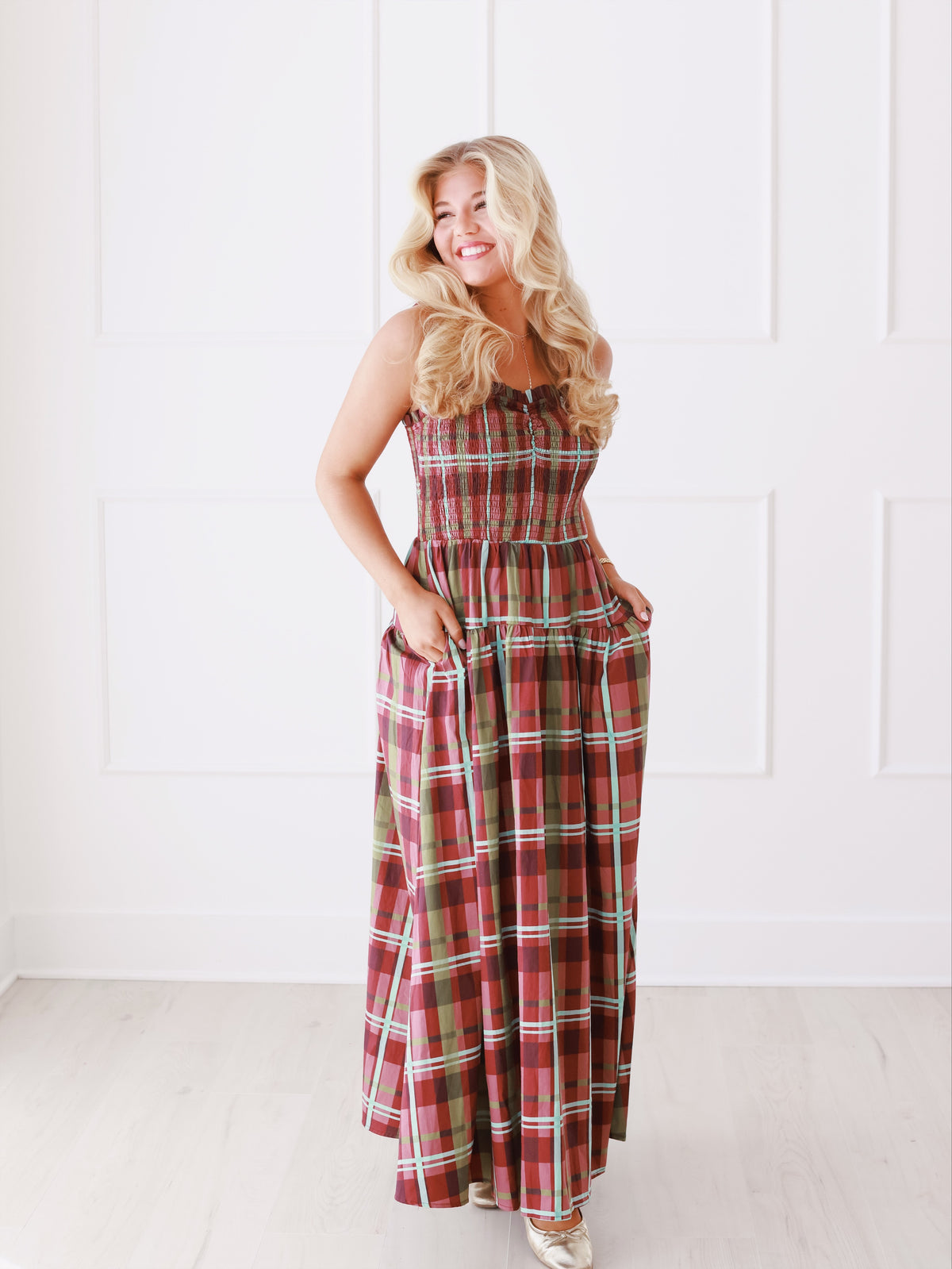 Fun Fall Gingham Maxi Dress
