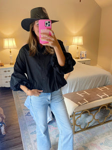 Black Button Up Top