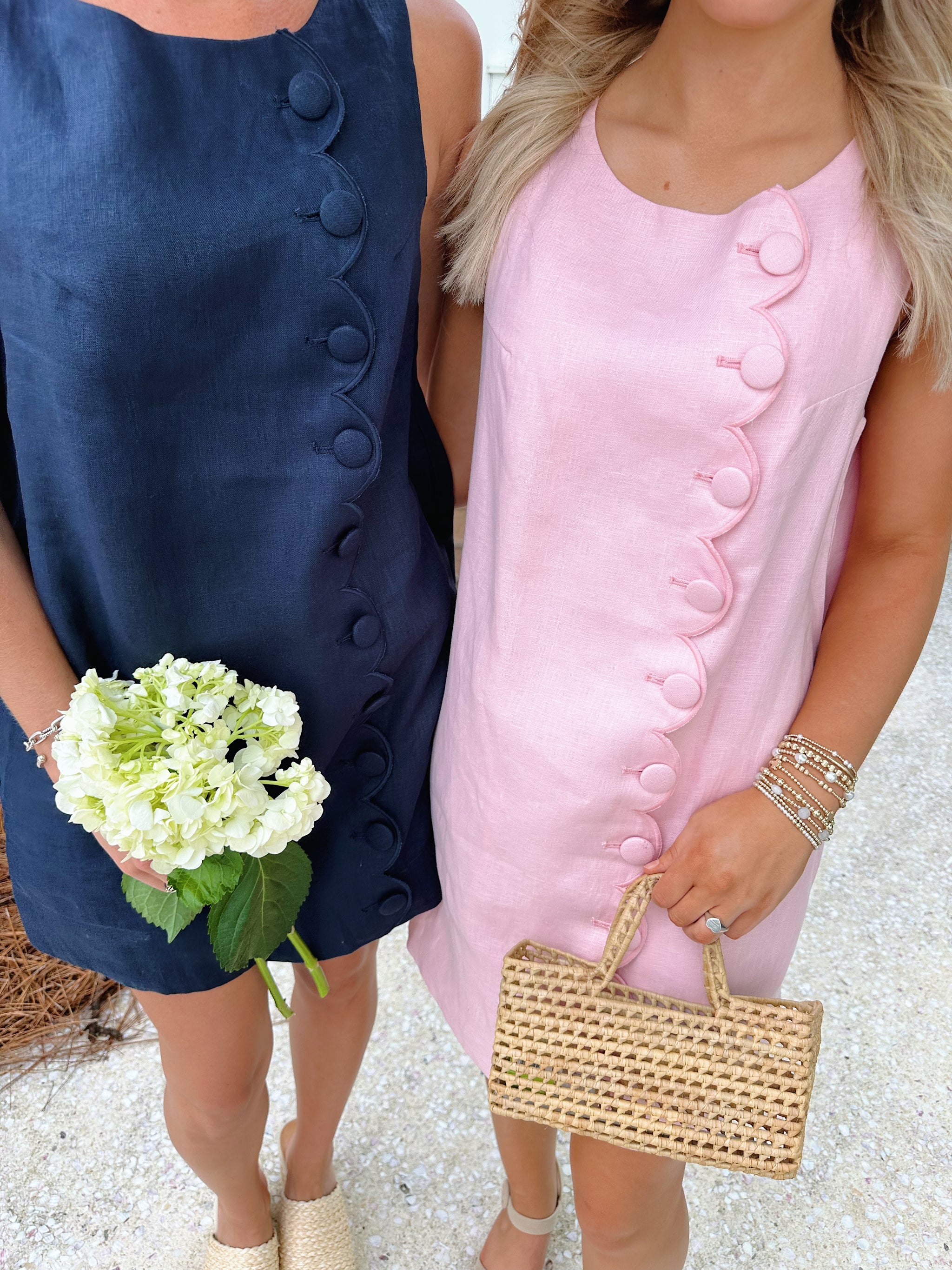 Lennon Scallop Dress- Rose