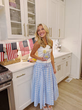 Load image into Gallery viewer, Gingham Midi Skirt- Blue