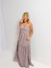Load image into Gallery viewer, Brown Check Maxi Dress
