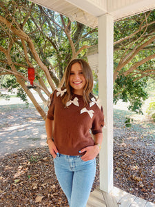 Sadie Bow Sweater- Brown