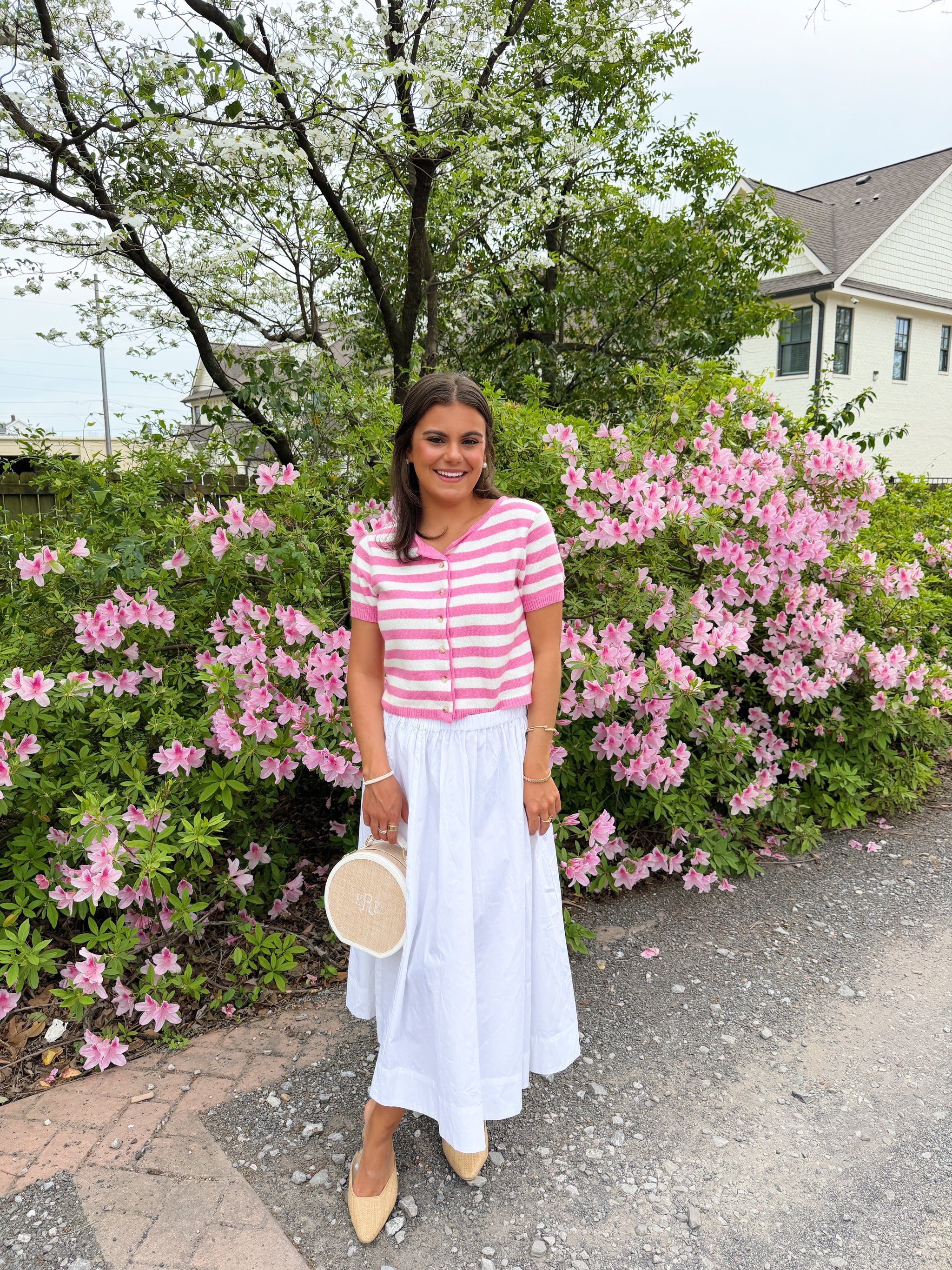 Striped Sleeveless Sweater- Pink