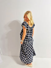Load image into Gallery viewer, Plaid Eyelet Top- Navy