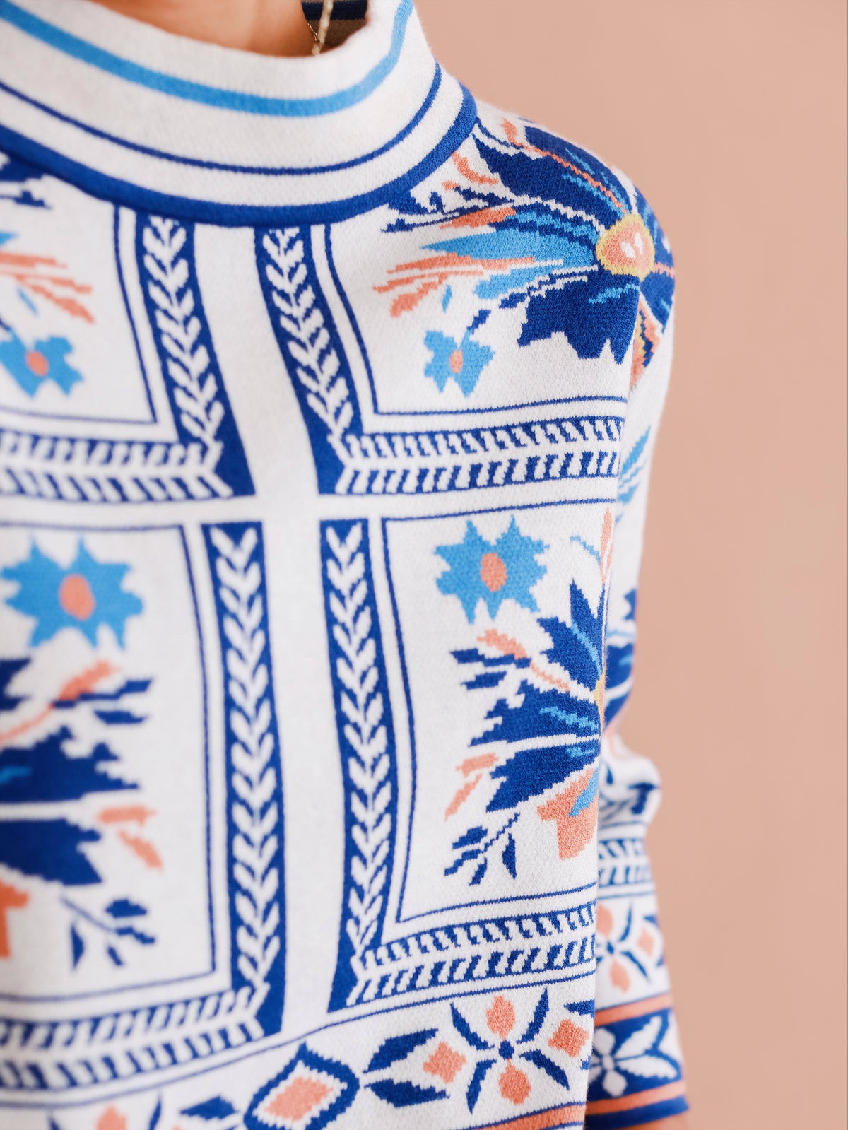 Orange & Blue Mockneck Sweater