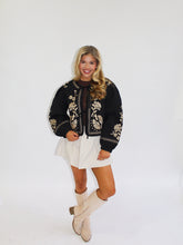 Load image into Gallery viewer, Embroidered Quilted Jacket- Black