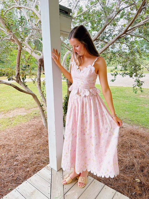 Floral Scallop Skirt and Top Set