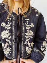 Load image into Gallery viewer, Embroidered Quilted Jacket- Black