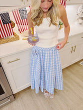 Load image into Gallery viewer, Gingham Midi Skirt- Blue