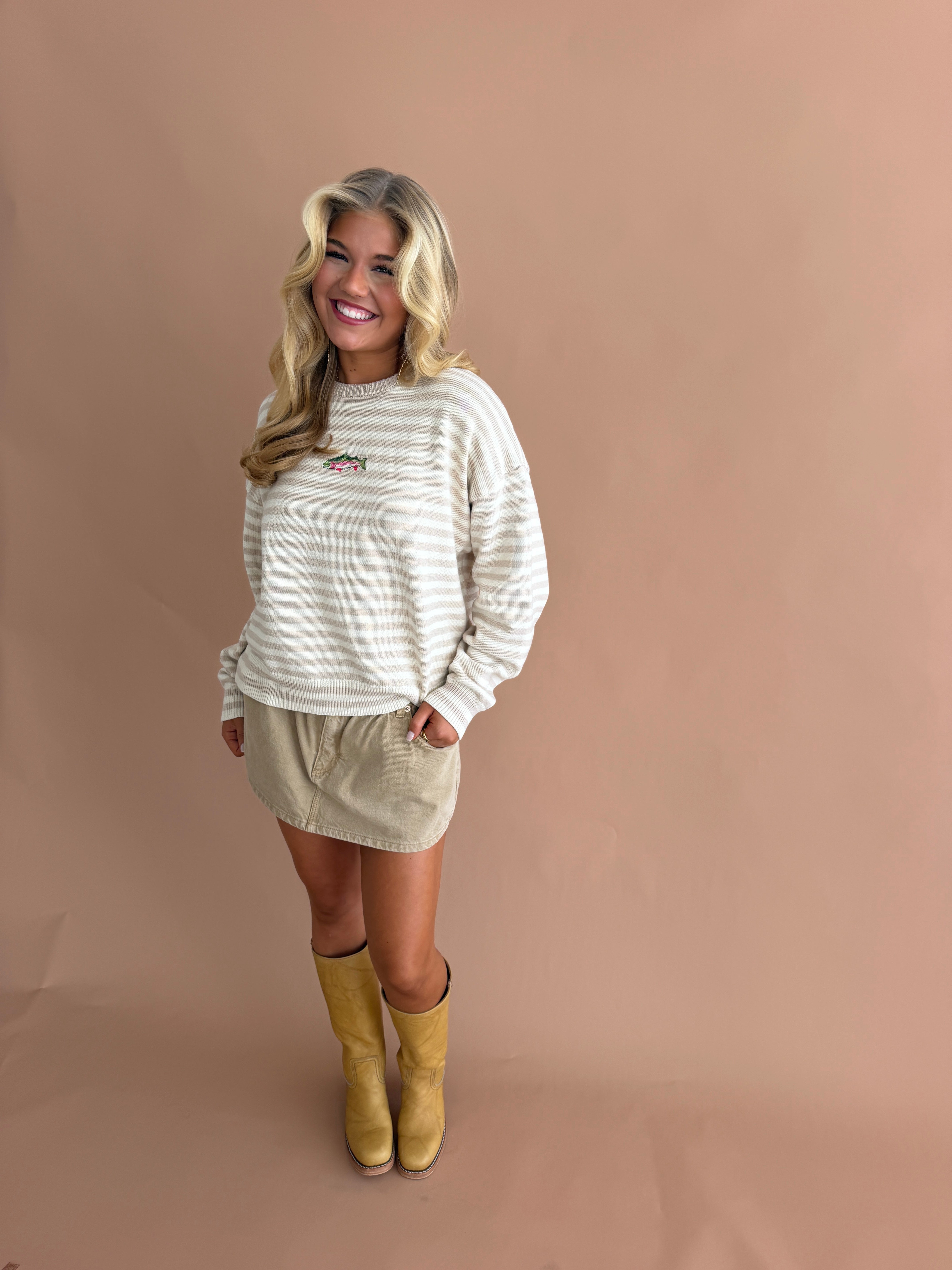 Embroidered Stripe Trout Sweater