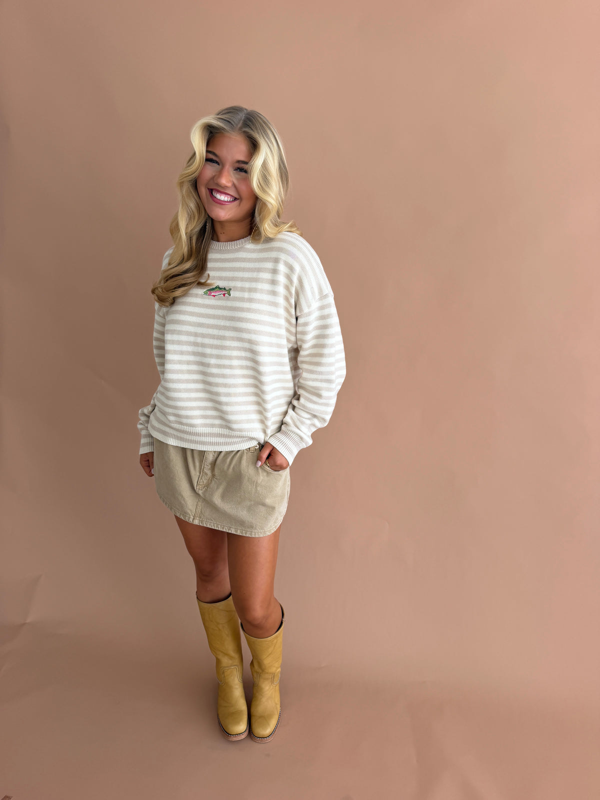 Embroidered Stripe Trout Sweater