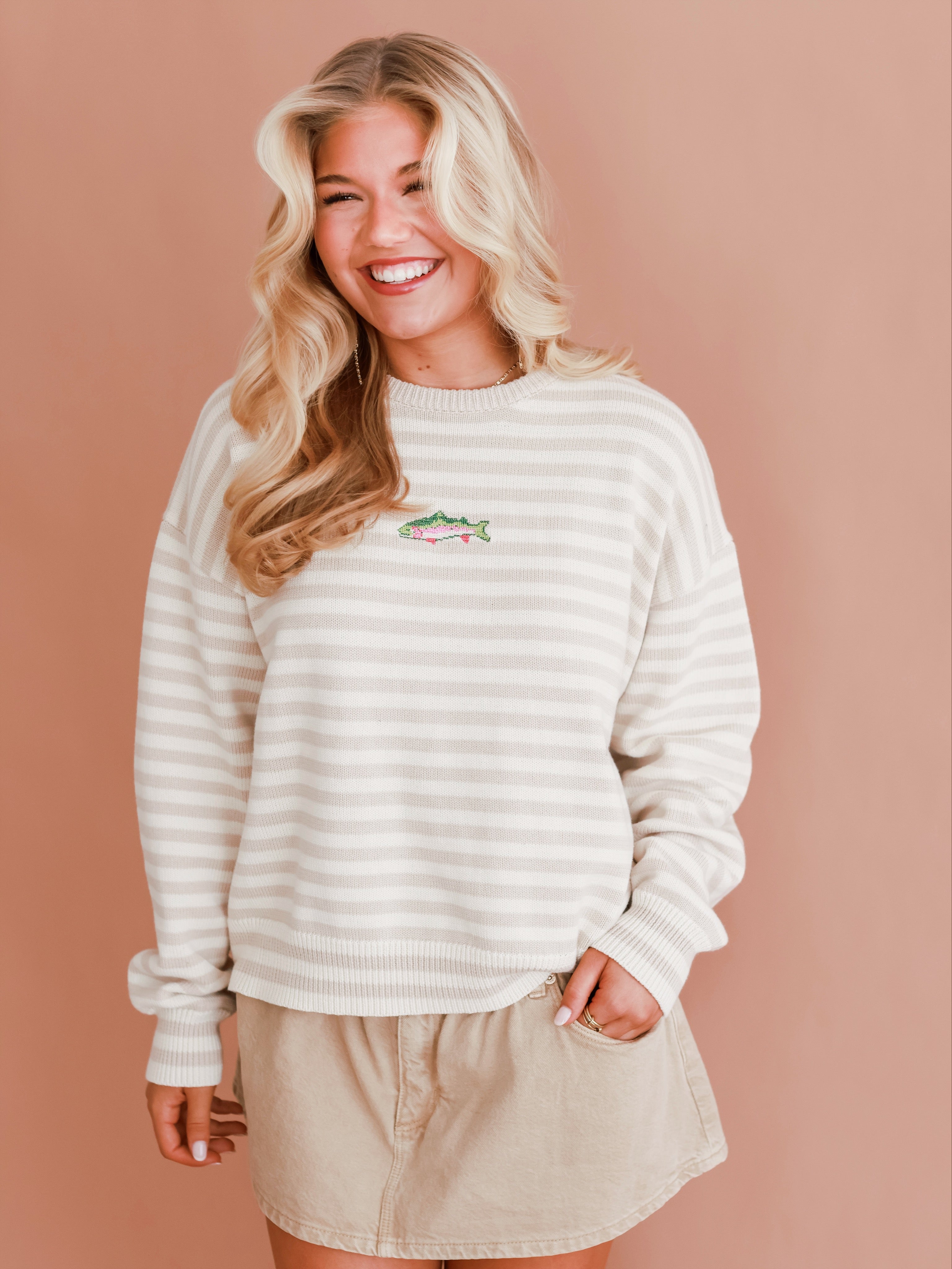 Embroidered Stripe Trout Sweater