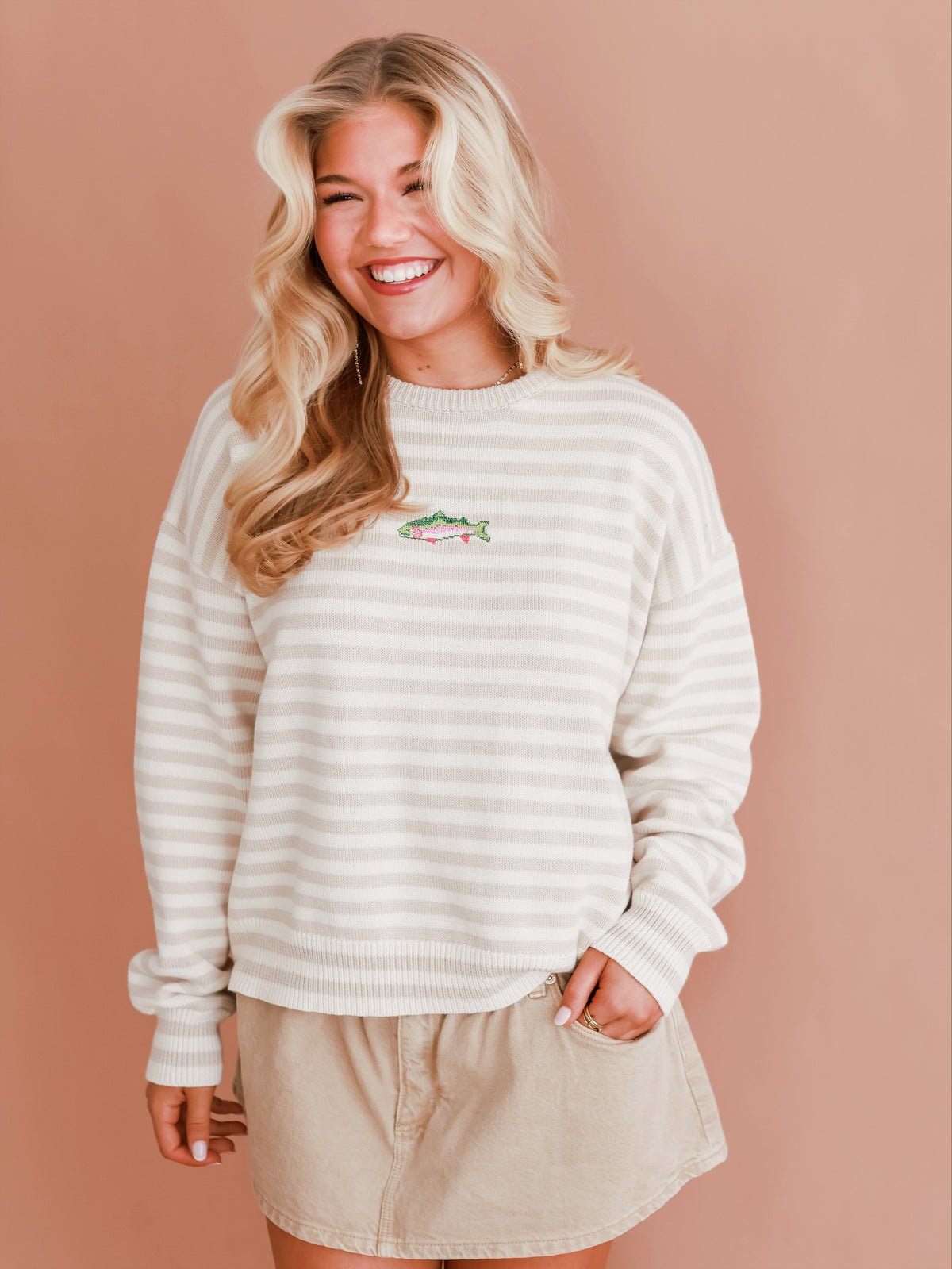 Embroidered Stripe Trout Sweater