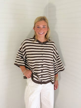 Load image into Gallery viewer, Sarah Striped Sweater- Brown &amp; Cream
