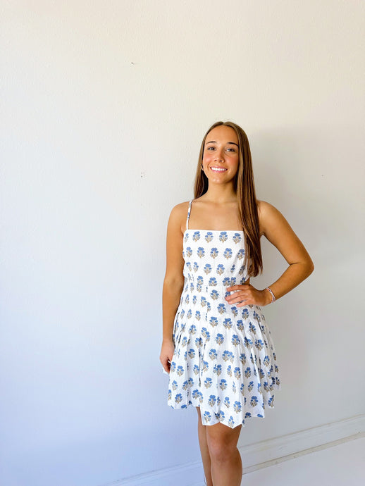 Block Print Hydrangea Dress