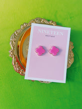 Load image into Gallery viewer, Big Clover Stud Earrings- Pink