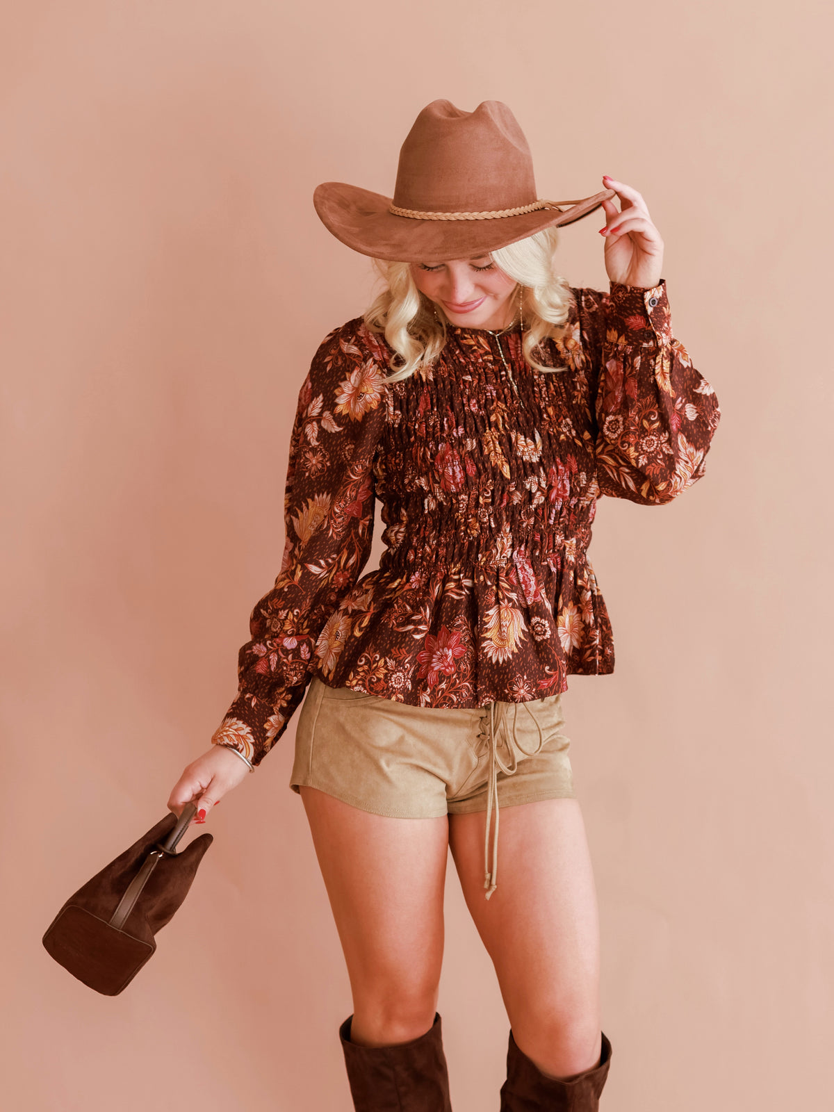 Smocked Fall Floral Blouse