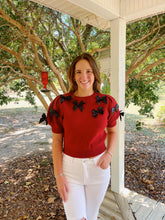 Load image into Gallery viewer, Sadie Bow Sweater- Crimson