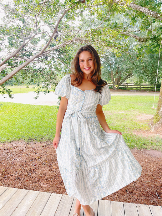 Baby Blue Floral Maxi Dress