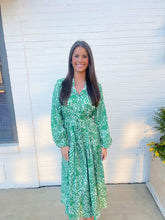 Load image into Gallery viewer, Green &amp; White Floral Maxi