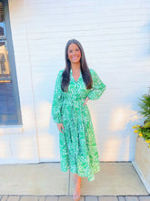 Load image into Gallery viewer, Green &amp; White Floral Maxi