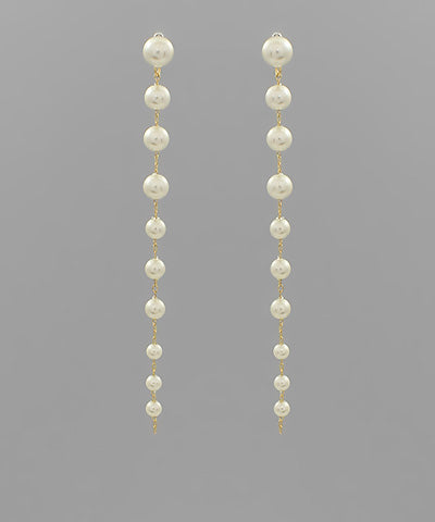 Linear Pearl Drop Earrings