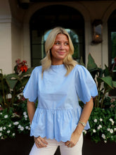 Load image into Gallery viewer, Sally Scalloped Top- Baby Blue