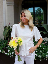 Load image into Gallery viewer, Sally Scalloped Top- White