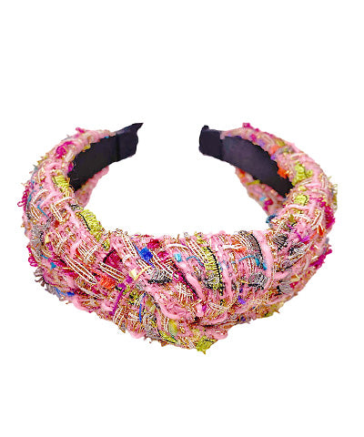 Tweed Headband- Pink