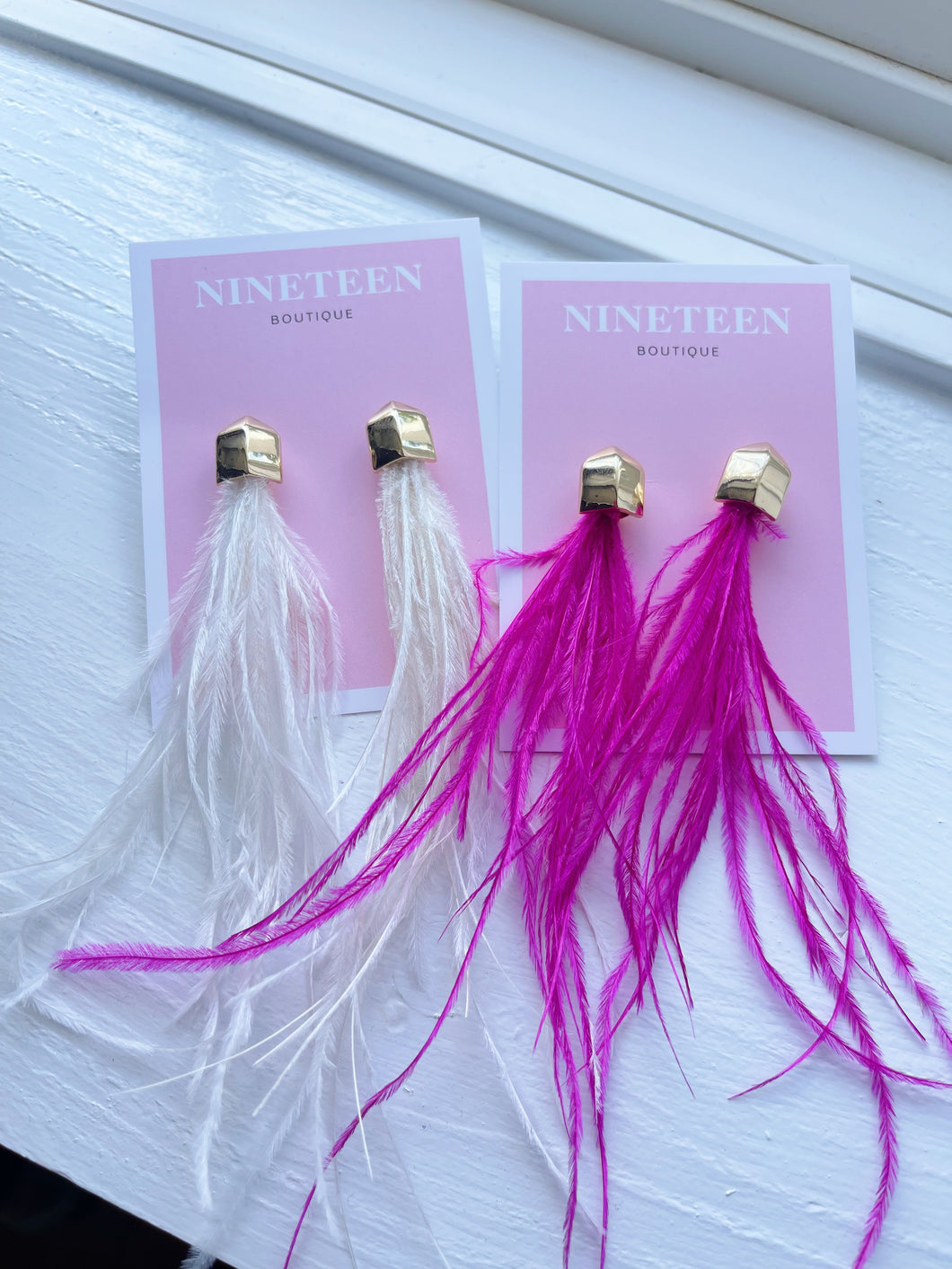 Feather Earrings- Hot Pink