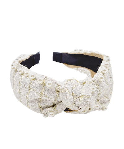 Pearl Tweed Headband- White