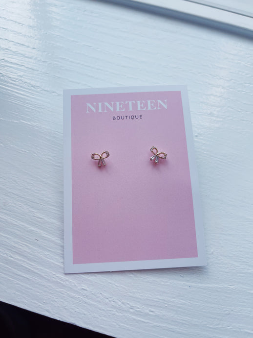 Gold & Crystal Bow Studs