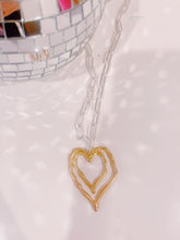 Load image into Gallery viewer, Heart Necklace- Double Gold Charm