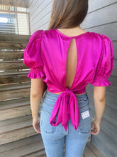 Load image into Gallery viewer, Fuschia Satin Crop Top