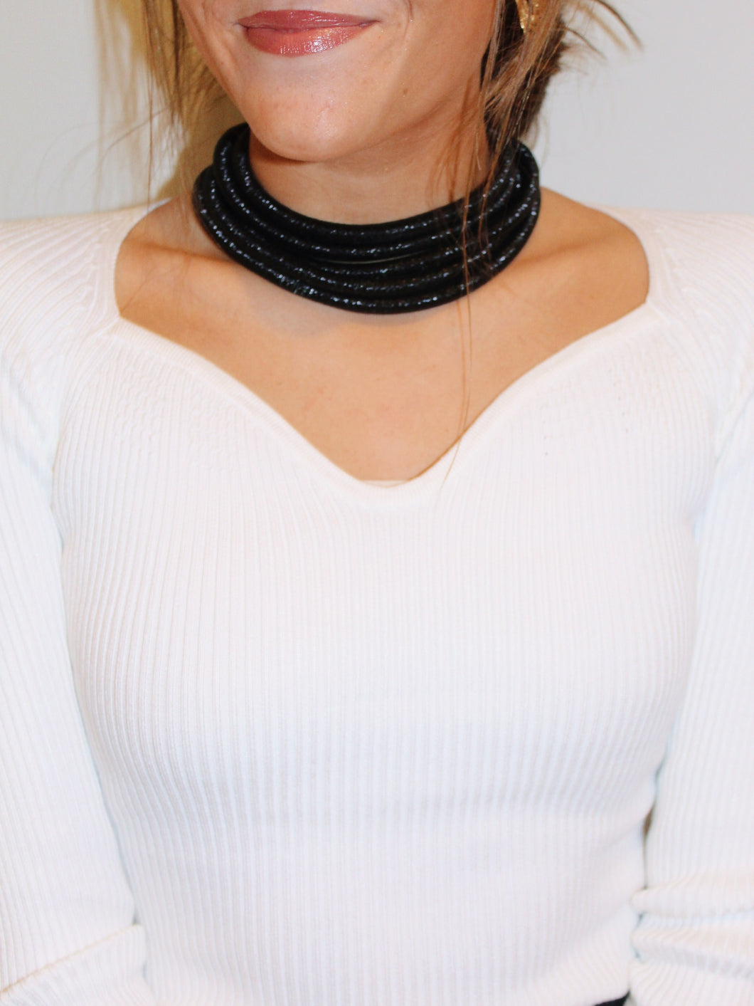 Black Shimmer Layered Rope Necklace Set