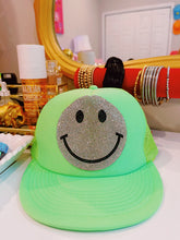 Load image into Gallery viewer, Rhinestone Smiley Trucker Hat