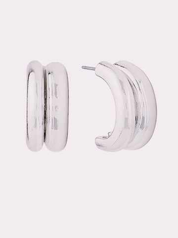 Silver Double Hoops