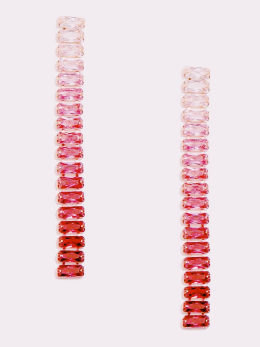 Crystal Drop Earrings- Pink