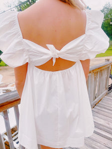 White Ruffle Poplin Dress