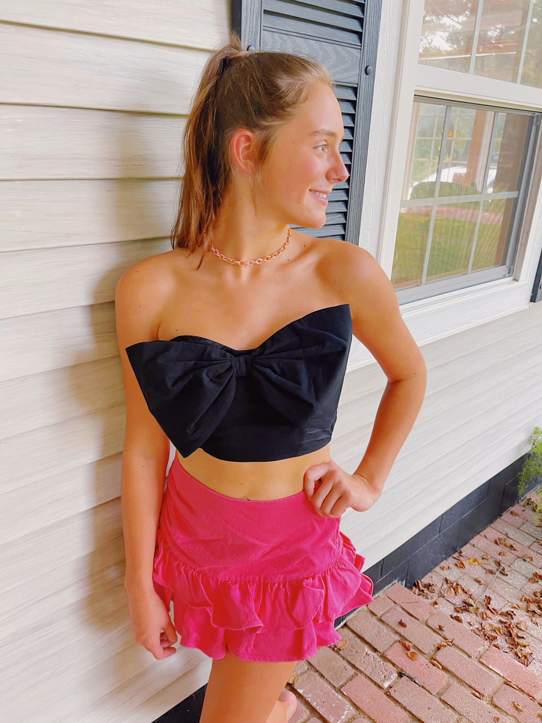 Hot Pink Denim Mini Skirt