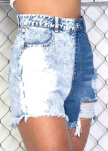 Load image into Gallery viewer, Two Tone Distressed Denim Shorts