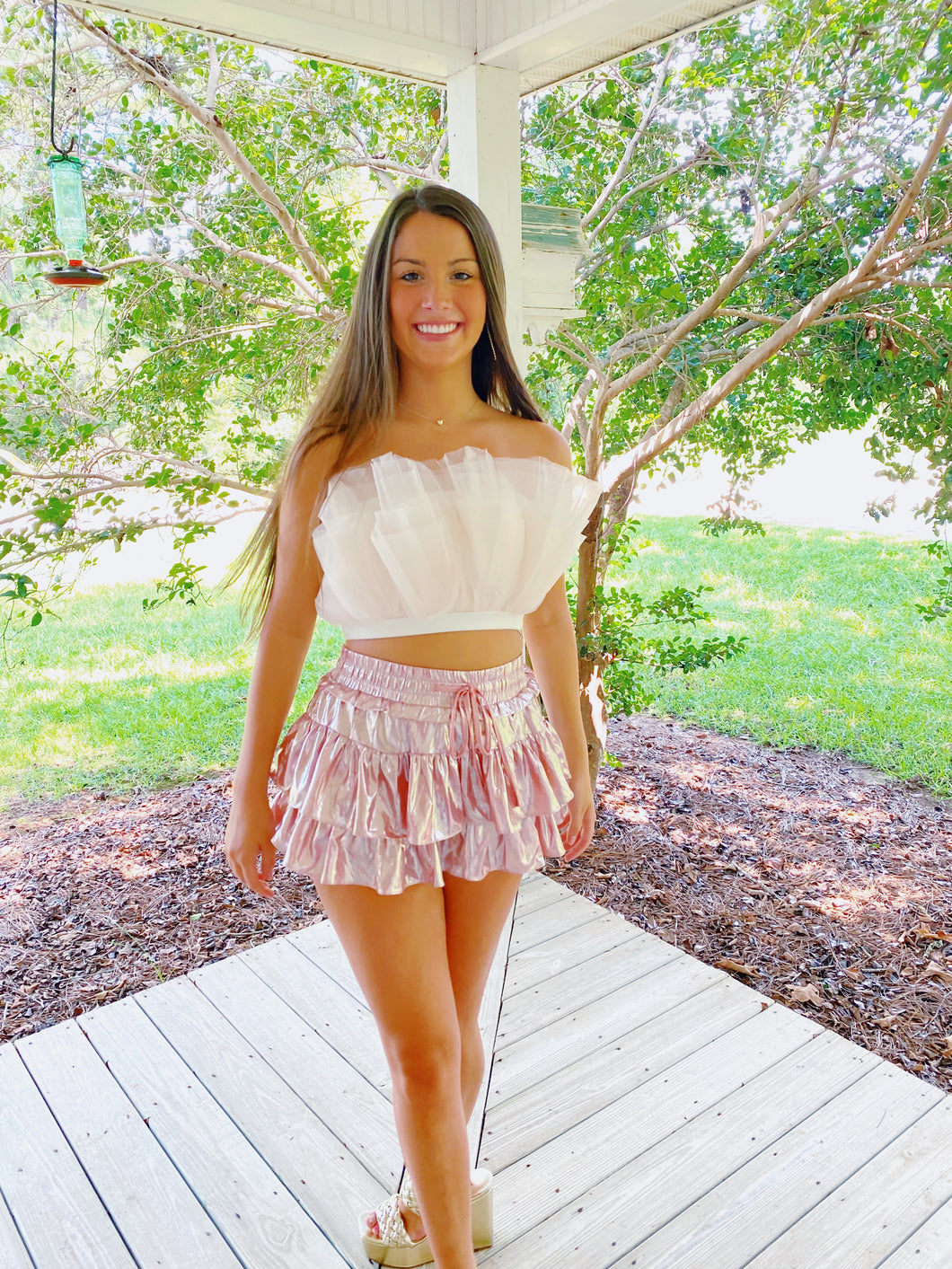The Frilly Skirt in Pink Champagne