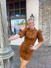 Load image into Gallery viewer, Camel Puff Sleeve Dress